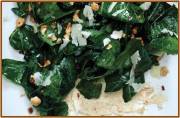 Wilted Greens with Chorizo, Chilis, Cashews and Pecorino Romano Cheese
